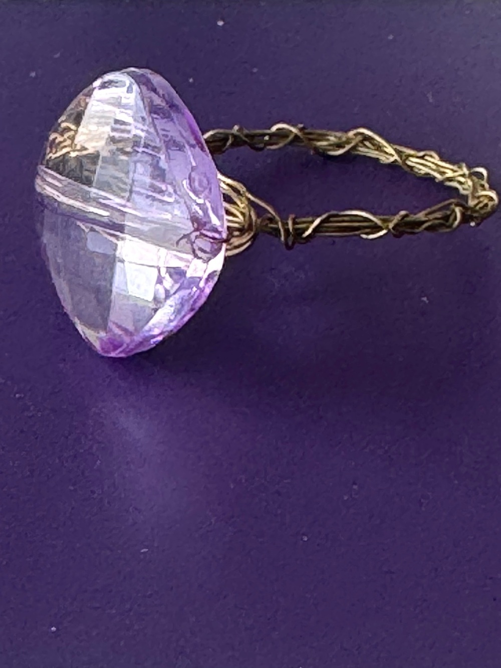 Delicate Purple Golden Vine Ring with Twisted Band NWT sz 8